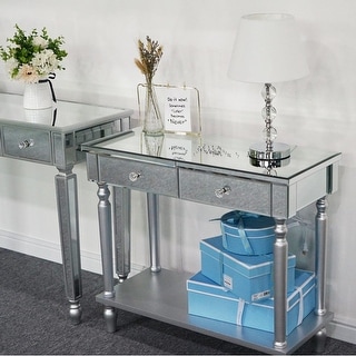 27.9" Zimtown Mirror One Drawer Two Doors Wooden Cabinet Entrance Cabinet