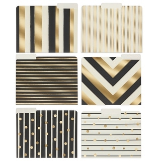 Geometric File Folders with 1/3 Cut Tabs, Gold Office Supplies (11.5 x 9.5 In, 12 Pack)