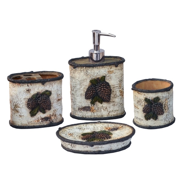Paseo Road by HiEnd Accents Birch Pinecone Countertop Bathroom Set, 4PC