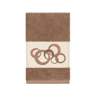 Authentic Hotel and Spa Turkish Cotton Circles Embroidered Latte Brown Hand Towel