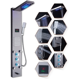 55 in. LED Shower Panel System and Tub Spout in Brushed Nickel