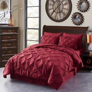 8 Piece Pintuck Comforter Set with Sheets