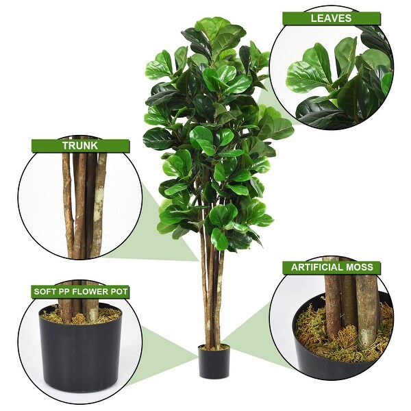 6ft Artificial Natural Fig Tree Bush Indoor/Outdoor decorative Planter - See Details
