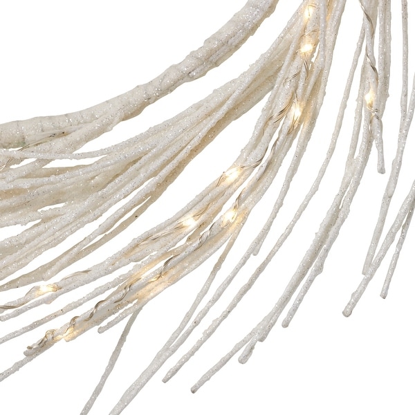 Reese Warm White LED Pre-lit 24-inch Christmas Wreath by Christopher Knight Home - Dove Glitter