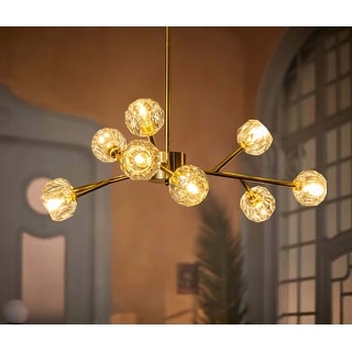 Modern Glam Crystal Brass Sputnik Branch Chandelier Gold Pendant Light