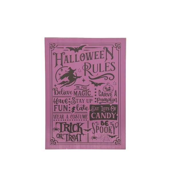 Transpac Wood 15.75 in. Purple Halloween Rules Wall Decor