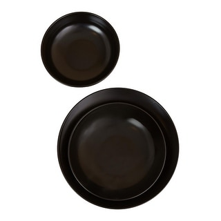 Euro Essential Black Semi-Matte 12 Piece Stoneware Dinnerware Set