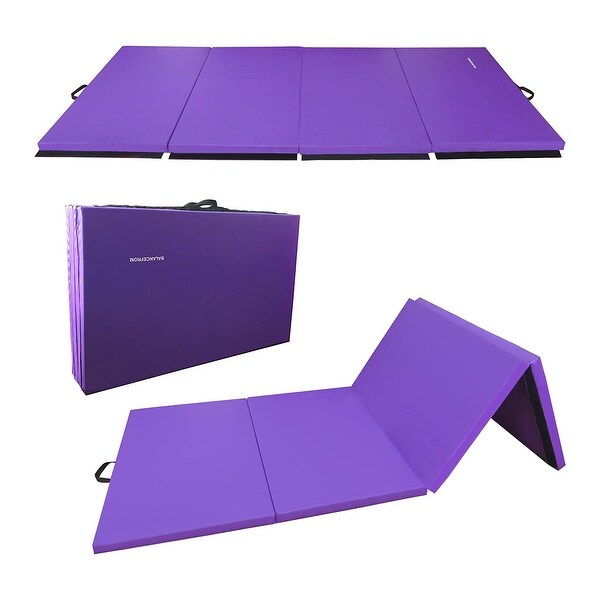 BalanceFrom Fitness 120x48in All Purpose Folding Gymnastics Mat, Purple (2 Pack) - 120 L x 48 W x 2 H inches
