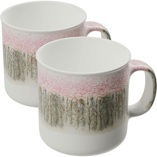 American Atelier Set of 2 Ceramic Glazed Jumbo Coffee Mugs Pink