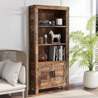 Anaisha Rustic Yellow 81-Inch Solid Mango Wood Bookcase by Furniture of America