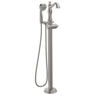 Delta Cassidy 1-Handle Floor-Mount Roman Tub Faucet Trim Kit w/ H2Okinetic Handshower in Stainless (