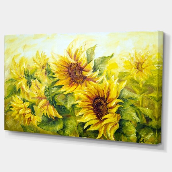 Bright Yellow Sunny Sunflowers - Floral Canvas Print