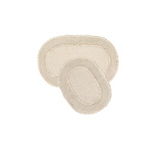 Double Ruffle Collection Absorbent Cotton 2 Piece Set Machine Washable Bath Rug