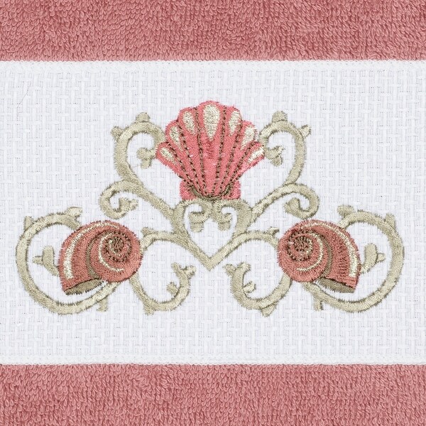 Authentic Hotel and Spa Turkish Cotton Shells Embroidered Tea Rose 4-piece Hand Towel Set