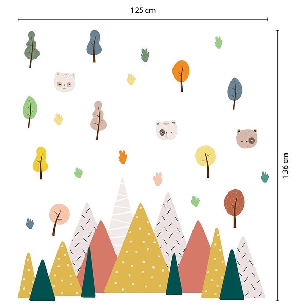 Cute Bears and Mountains Colourful Kids Wall Stickers Nursery Decals - Multi