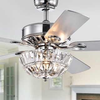 Senma 52-inch 3-light Lighted Ceiling Fan with Crystal Bowl Shade (incl. Remote & 2 Color Option Blades)