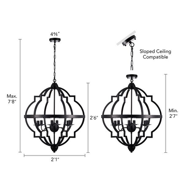 CO-Z 6-Light Candle style Geometric Pendant Chandelier - Black