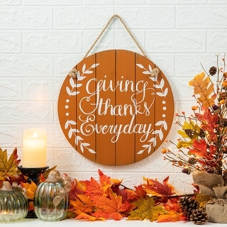 Glitzhome 15"D Wooden Thanksgiving Wall Sign