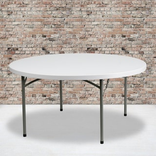 5-Foot Round Plastic Folding Event Table w/ 2" Thick Surface