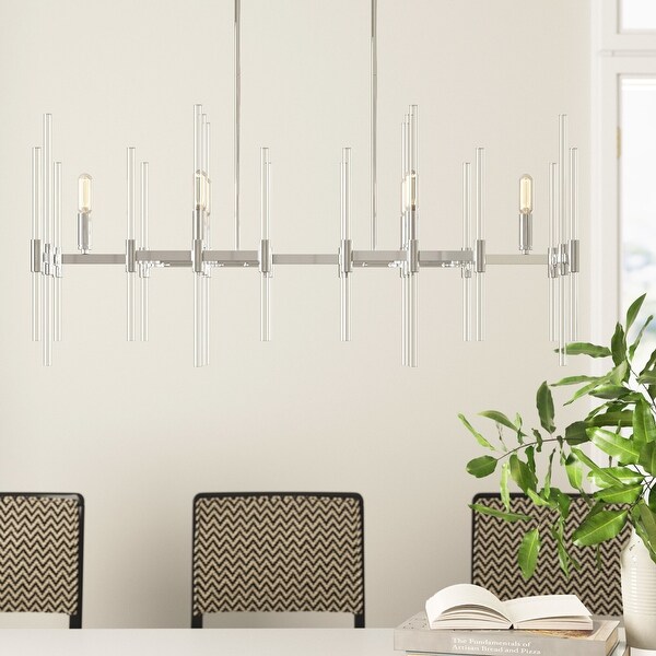 Minka-Lavery Pillar 6-Light Island Light-Chrome Finish and Glass, Transitional Modern Style