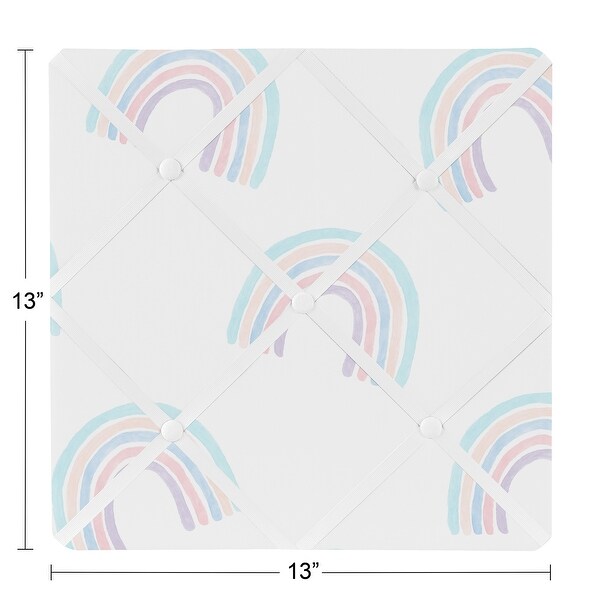 Sweet Jojo Designs Pastel Rainbow Collection 13in Fabric Memory Photo Bulletin Board - Blush Pink, Purple, Teal, Blue and White
