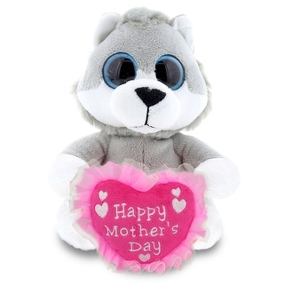 DolliBu Happy Mother’s Day Super Soft Sparkling Big Eye Wolf Plush - 6 inches