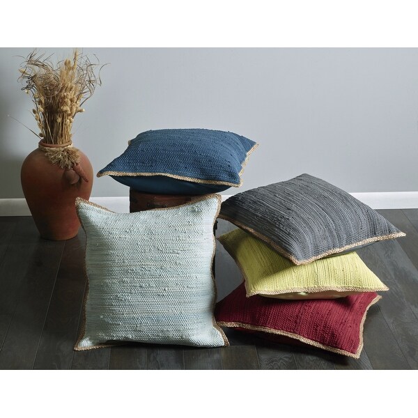 LR Home Solid Anthracite Gray Jute Bordered Throw Pillow