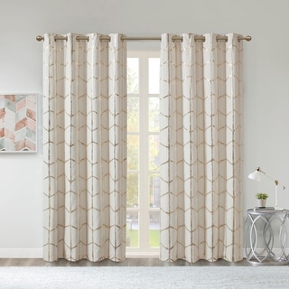 Intelligent Design Khloe Total Blackout Metallic Print Grommet Top Single Curtain Panel