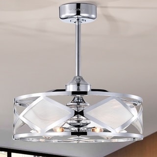 Daniya 23 Inch Chrome Polished Finish 6 Light, 3 Blade Ceiling Fandelier with Remote