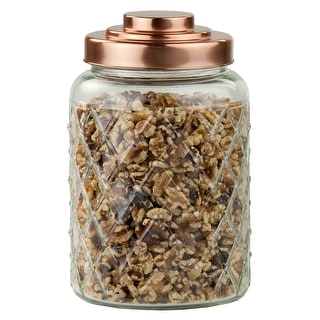 Medium Textured Glass Jar with Gleaming Air-Tight Copper Top