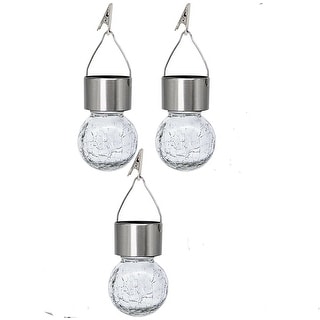 3 Pieces LED Solar Pendant Ball Light Cracked Ball Light, IP50