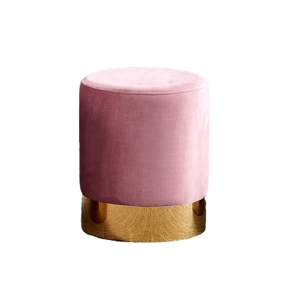 Best Master Furniture Velvet Fabric Round Stool with Gold Base