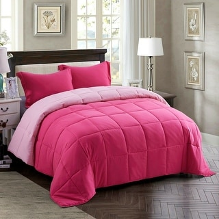 Down Alternative Comforter Set 3 PCS with Shams King Pink