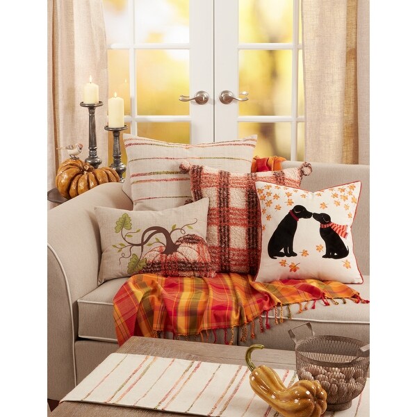 Throw Blanket With Harvest Plaid Design