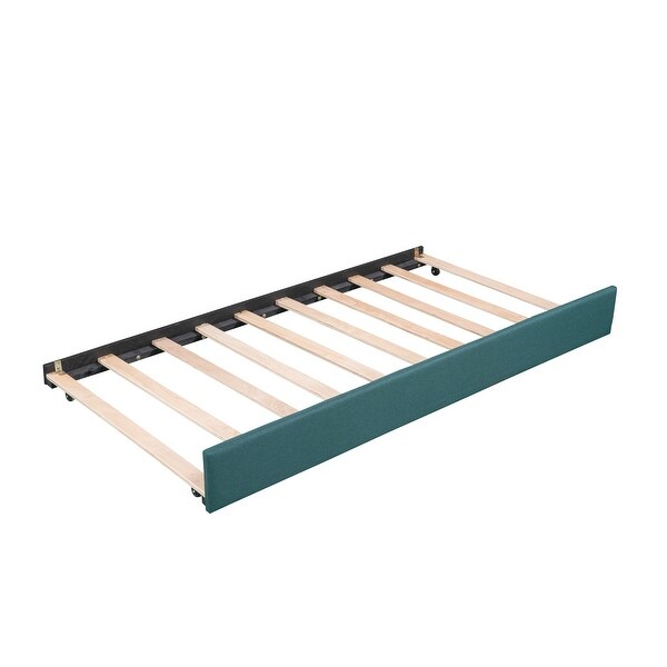 Upholstered Double Twin Size Daybed with Trundle and Drawer