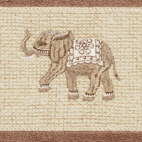 Authentic Hotel and Spa Turkish Cotton Elephants Embroidered Latte Brown 4-piece Hand Towel Set