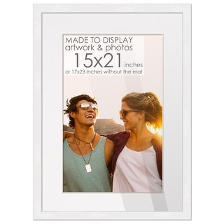17x23 White Picture Frame with 14.5x20.5 White Mat Opening for 15x21