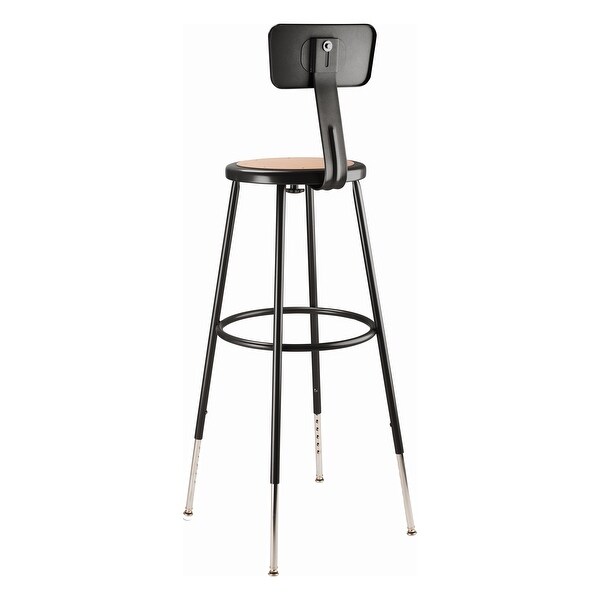 NPS Height Adjustable Heavy Duty Steel Stool with Backrest, Black