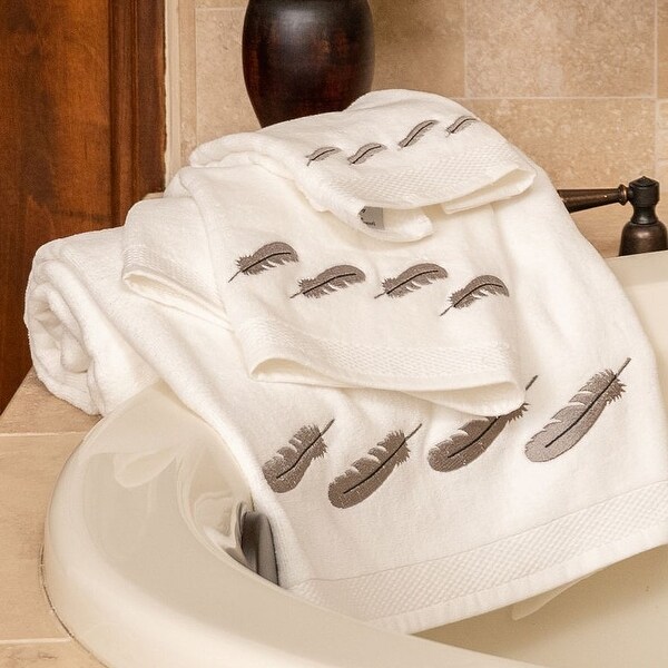 Paseo Road by HiEnd Accents Embroidered Feather Towel Set, 3PC