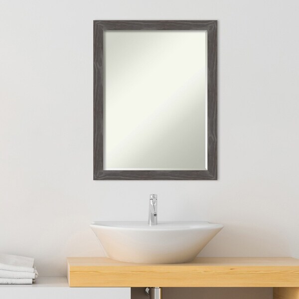 Petite Bevel Wood Bathroom Wall Mirror - Woodridge Rustic Grey Frame - Woodridge Rustic Grey - 21 x 27 in