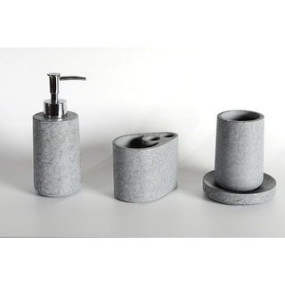 Concrete Bath Accessory Set for Vanity Countertops, Cement Grey