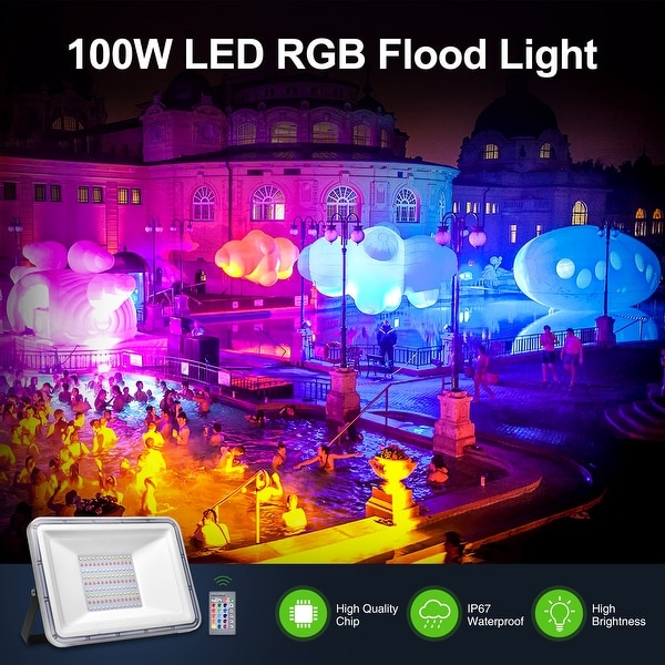 RGB LED Flood Lights, 30W/50W/100W Color Changing Spotlight with R/C