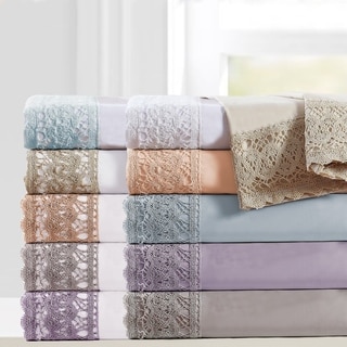 Modern Threads 4-Piece Soft Microfiber Crochet Lace Sheet Set