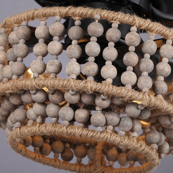 52" Farmhouse Driftwood 5-blade Wooden Beaded Ceiling Fan with Remote