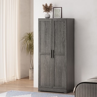 Danbury Faux Wood Wardrobe - Gray Maple by Christopher Knight Home - N/A