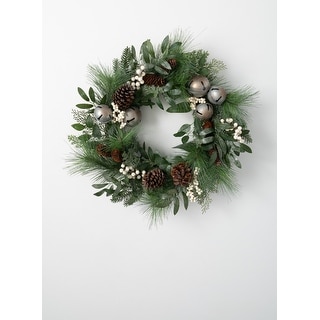 Sullivans Bell & Berry Artificial Wreath 24"H Green - White - 24"L x 6"W x 24"H