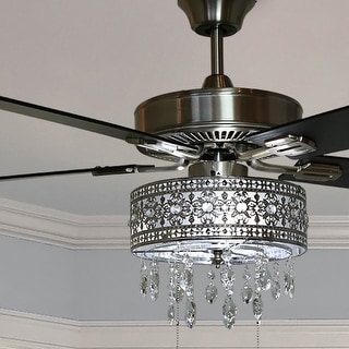 Copper Grove Roxsie 52-inch Satin Nickel LED Chandelier Ceiling Fan - 52"L x 52"W x 18.25"H - 52"L x 52"W x 18.25"H