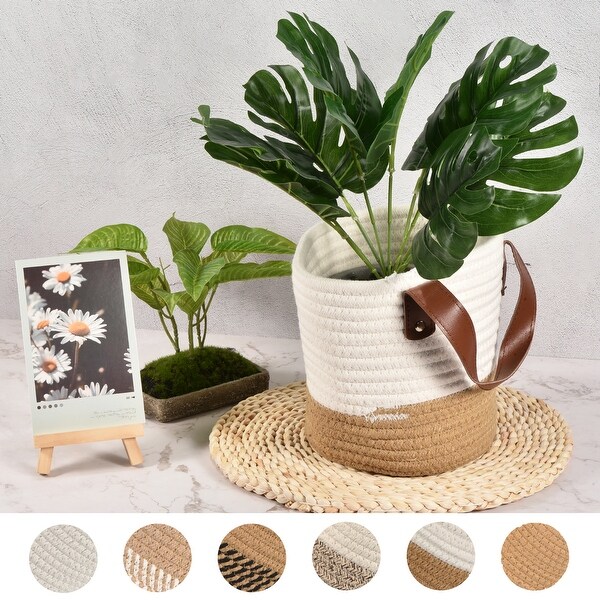 Cotton Rope Plant Basket, Decorative Planter Pot for Home Decor - Brown