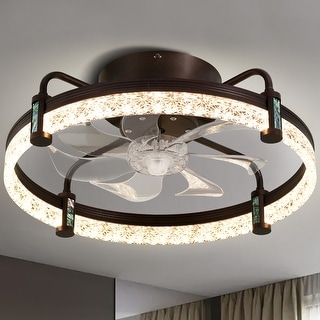 20-inch 6- Speed Ceiling Fan Light Low Profile Flush Mount with Remote