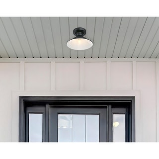 Westinghouse Lighting Watts Creek 11-Inch One-Light Outdoor Semi-Flush Mount, Textured Black Finish - 1-Light